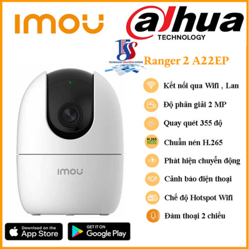 Camera imou Ranger 2 IPC-A22EP là camera trong nhà ,quay quét 360 độ qua app,đàm thoại hai chiều, phát hiện chuyển động, là sp hot của imou