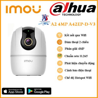 camera wifi imou ranger A2 A42P-D-V3 4.0 Megapixel, xoay qua app 360 độ , theo dõi thông minh, đàm thoại hai chiều - bảo hành 24 tháng