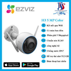 Camera wifi ngoài trời Ezviz H3 5MP là dòng camera của hãng ezviz lắp ngoài trời, phân giải 5.0 megapixel, màu ban đêm, đàm thoại 2 chiều